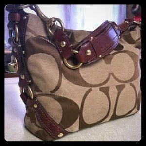 Coach Carly Jacquard/Leather Handbag